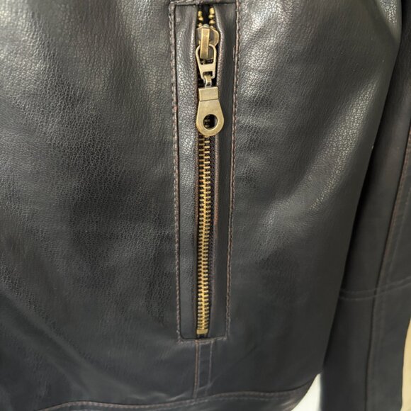 Vintage Faux Leather Motorcycle Jacket | Black Bomber Jacket | Vegan Leather - Picture 2 of 16